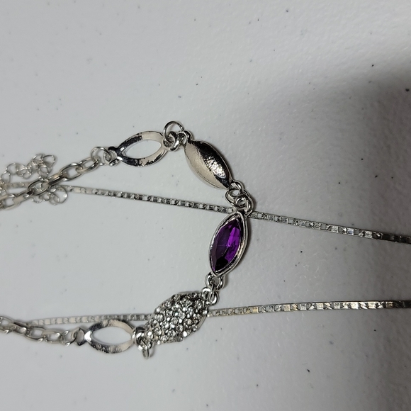 Purple & Silver Color Necklace,Bracelet,Earrings 3pc Set - Picture 3 of 4